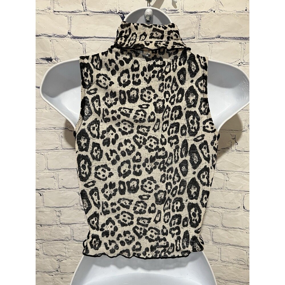 NWT CHOOSY boxy sleeveless tank top in a black and white leopard print Size XS - Picture 3 of 7